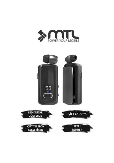 Makaralı Bluetooth Kulaklık Digital Göstergeli Çift Telefon Destekli Mt983