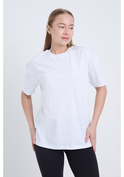 Velvoria Unisex Oversize Basic 3'lü Beyaz Renk T-shirt Çok Renkli17