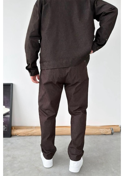 Kahverengi Beli Lastikli Dokulu Baggy Pantolon Kahverengi Kahverengi Beli Lastikli Dokulu Baggy Pantolon Kahverengi
