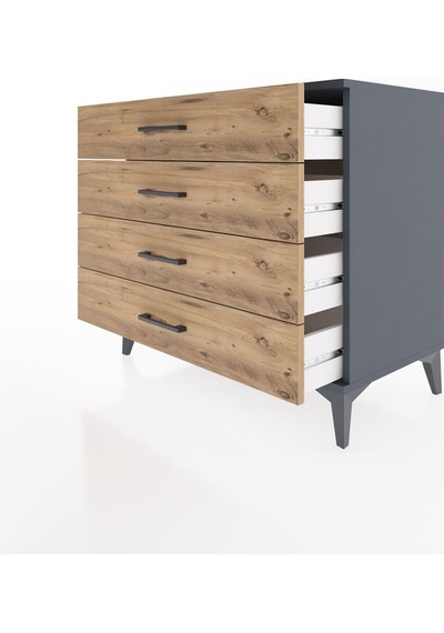 Hyperion Şifonyer 4 Çekmeceli 88x44x80 Antrasit-çam Antrasit