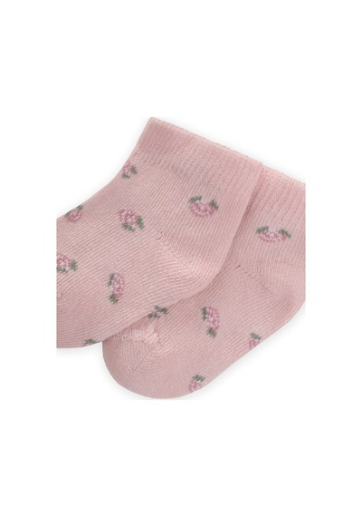 Cigit Çiçek Desenli Bebe Soket 0-4 Yaş Pudra Pembe