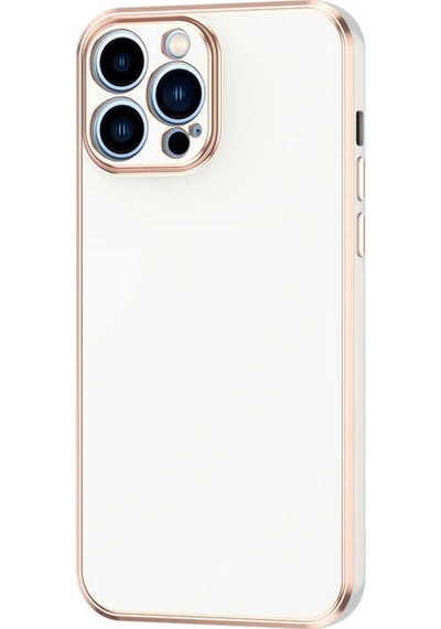 Kilifone - İphone 12 Pro Max Uyumlu Kılıf Kenarları Parlak Altın Renkli Silikon Bark Kapak - Beyaz - T20667