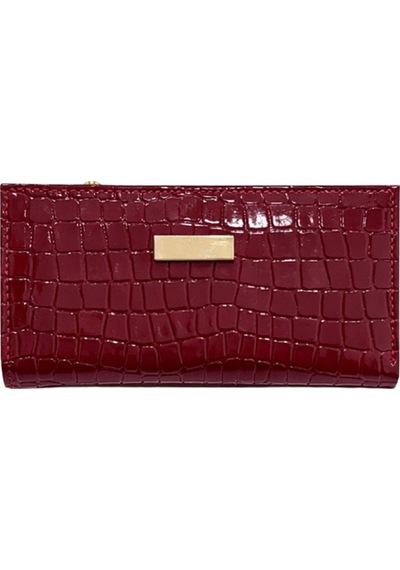 Adelina Bags Kadın Timsah Deseni Görünümlü Basic Küçük Bordo Cüzdan Bordo