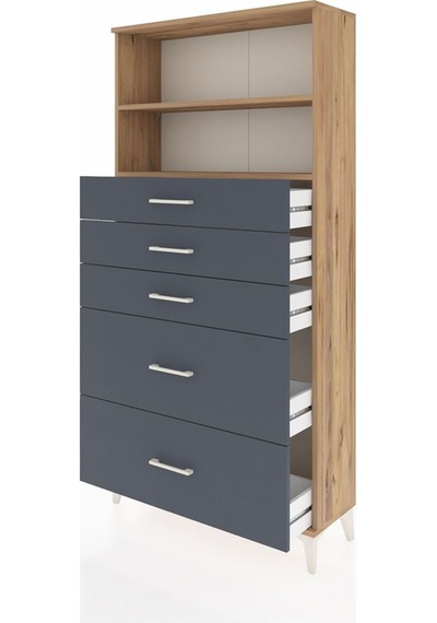 Arges Dolap 2 Raflı 5 Çekmeceli 88x30x182 Çam-antrasit Atlas Çam Arges Dolap 2 Raflı 5 Çekmeceli 88x30x182 Çam-antrasit Atlas Çam