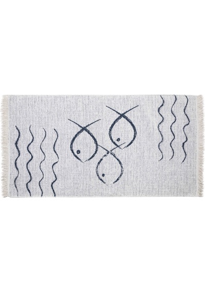 Mudo Home Larıssa Fısh Çift Taraflı Kilim Lacivert Beyaz 80x150 3627770