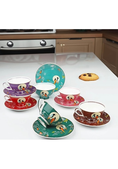 Çırağan Home Özel Tasarım Bird Fincan Takımı Çok Renkli
