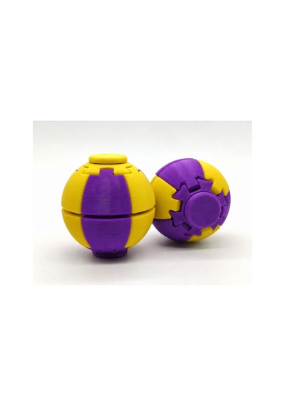 Alvera Press Küresi 3d Baskı Dönüşen Mekanik Fidget Stres Oyuncağı-mor-sarı