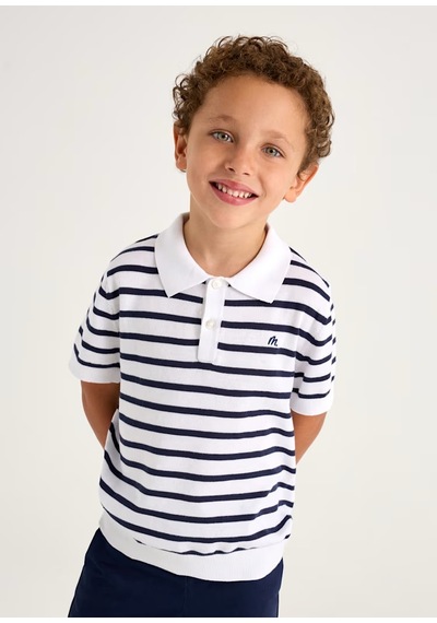 Mayoral Erkek Çocuk Çizgili Polo T-shirt 3104 Beyaz