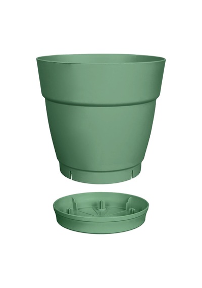 Tabaklı Delikli Plastik Çiçek Saksısı, 13 Cm 1.1 Lt, 1 Adet, Yeşil Diğer