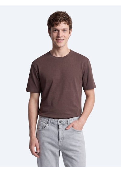Kip Kahverengi Düz T-shirt