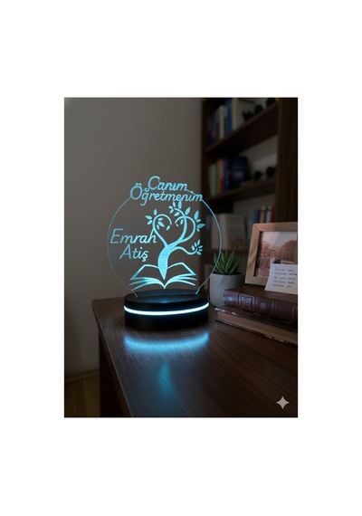 Kişiye Özel Canım Öğretmenim Led Lamba Öğretmenler Günü Hediyesi, İsim Yazılı, Rgb Işıklı