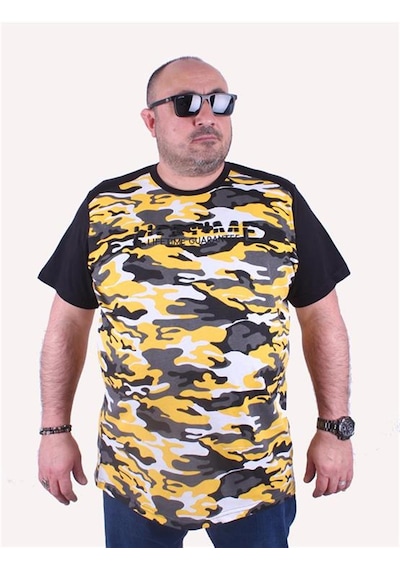 Starbattal Büyük Beden Shoulder Line Camouflage Erkek Tişört 23147 Hardal - Unisex Hardal