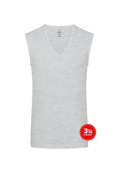 Sementa SAM Erkek Modal Derin V Yaka Kolsuz Tshirt 3'lü Paket - Melanj Sementa SAM Erkek Modal Derin V Yaka Kolsuz Tshirt 3'lü Paket - Melanj