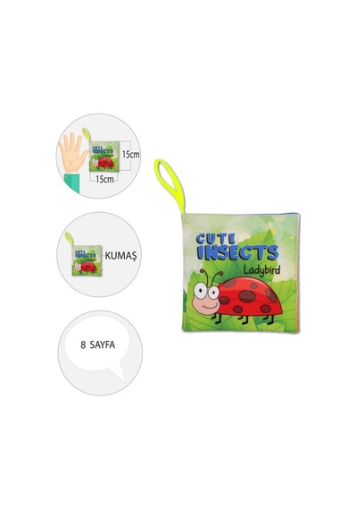 Tox Ingilizce Sevimli Böcekler Kumaş Sessiz Kitap E386 - Bez Kita