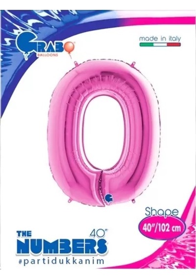 Folyo Rakam 0 Sıfır Pembe Renkli 40 İnç 100 Cm Grabo Doğum Günü Balonu Çok Renkli