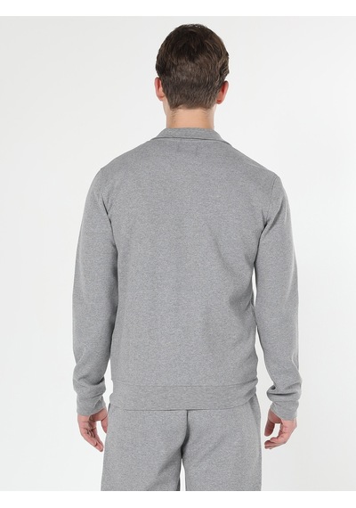 Colin's Slim Fit Fermuarlı Baskılı Gri Erkek Ceket CL1059647_Q1.V2_MGA Gri Melanj