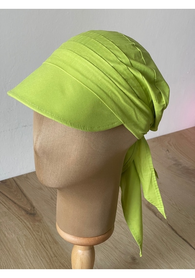 Safari Kadın Şapkası , Bağlamalı Eşarplı Şapka Plaj Şapkası Siperli Bandana Şapka Yeşil
