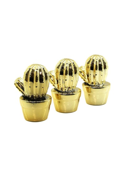 İbico İ12-157 Biblo Ve Dekoratif Süs Eşyası Gold Büyük Kaktüs Seramik - 6'li Paket Diğer