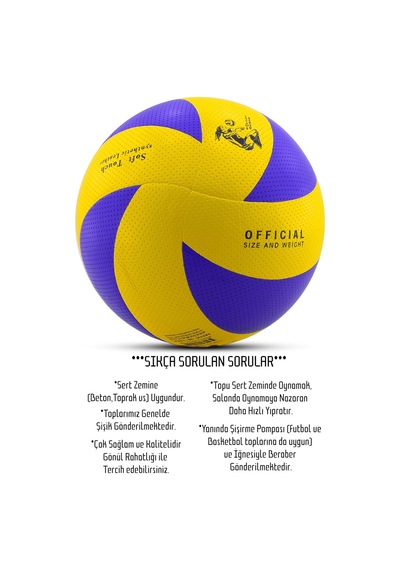 Telvesse Yapıştırma Voleybol Topu Pompalı Set Soft Touch İç-dış Mekan Uygun 8 Panel Mavi 280 Gram Çok Renkli