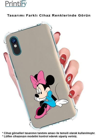 Samsung Galaxy M15 İle Uyumlu Mickey Mouse 5 Baskılı Şeffaf Köşe Korumalı Antişok Kılıf