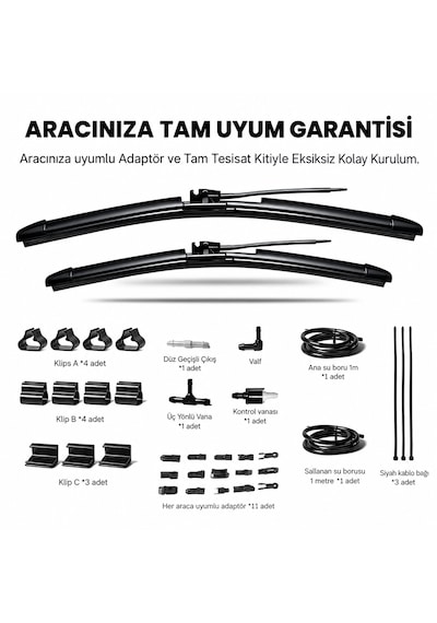 Togg T10f Silecek Uyumlu Maybach Tipi Akıllı Su Fıskiyeli Silecek Seti Ön Takım