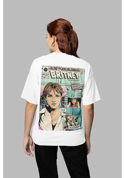 Sevbano Britney Spears Baskılı Unisex Oversize Şarkıcı Tişört Beyaz