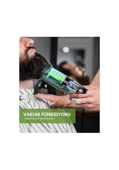 Precious Şarjlı Vakumlu Paslanmaz Çelik Bıçaklı Hazneli Vucut Saç Ve Sakal Kesme Tıraş Makinesi