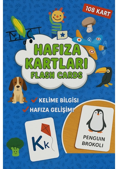 Hafıza Kartları Flash Cards 108 Parça Türkçe İngilizce Kelime Oyunu Zeka Ve Dikkat Gelişimi