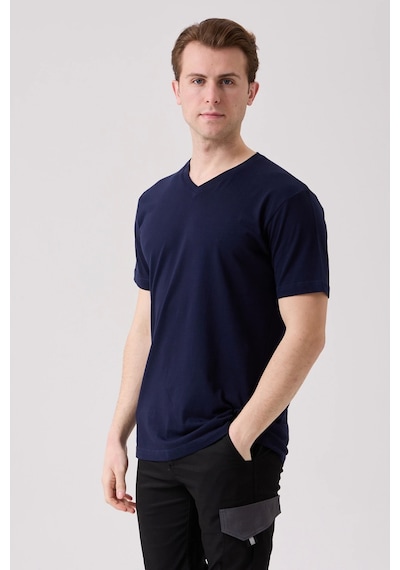 Galanthus V Yaka T-shirt - Nefes Alabilir, Rahat Ve Sade Tasarım Lacivert