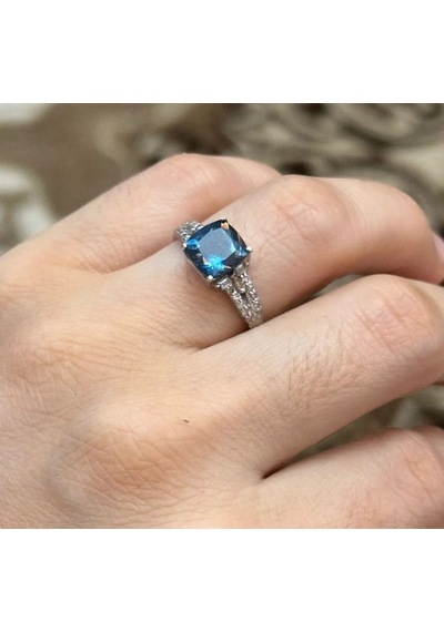 Allahverdi Türkmen Mavi Topaz Elmas Yüzük 091