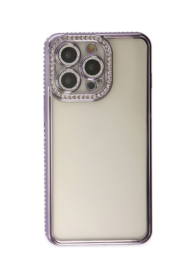Apple iPhone Uyumlu 14 Pro Kılıf Joke Taşlı Silikon - Mor Bz8683140460884