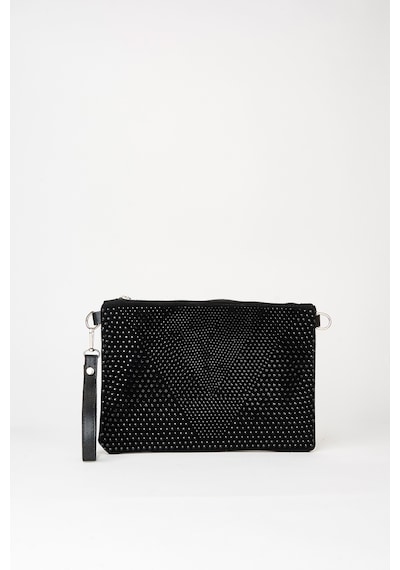 Vivaq Kadın Siyah Taşlı Süet Bilek Askılı Ve Zincir Askılı Portföy El Ve Clutch Çanta SİYAH