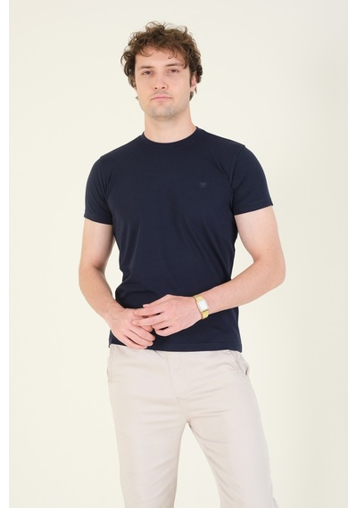 Giyim Dünyası Erkek Sıfır Yaka Basic T-shirt Lacivert 001