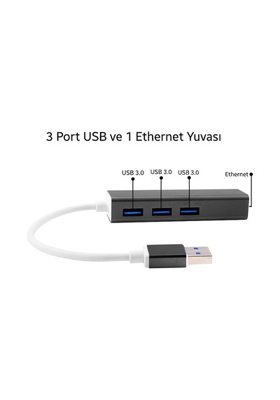 Gigabit Usb 3 Port Usb 3.0 Çoklayıcı ve Eternet Adeptörü