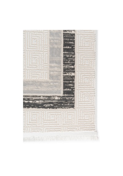 Badelya Home Krem Gri 7107 Modern Desen Doğal Taban Saçaklı Salon Koridor Mutfak Çocuk Oturma Odası Halı Yolluk 7107krem-gri