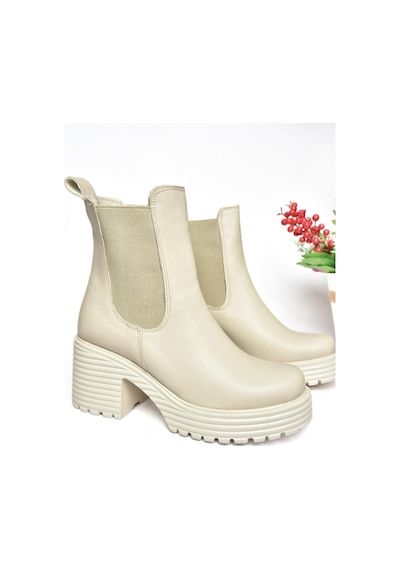 Fox Shoes R996020009 Bej Kalın Topuklu Kadın Bot Bej