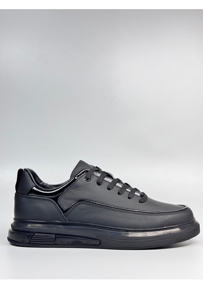 Daytex 2220 Togga - İçi Dışı Hakiki Dana Derisi İnce Rugan Şeritli İthal Air Tabanlı Ortopedik Siyah Erkek Casual Sneaker