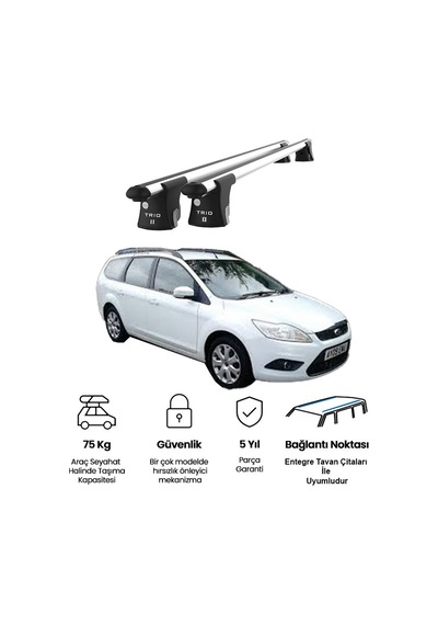 Trio-ıı Ford Focus Kombi 2008 Ve 2010 Kilitli Ara Atkı 120cm Port Bagaj Tavan Barı