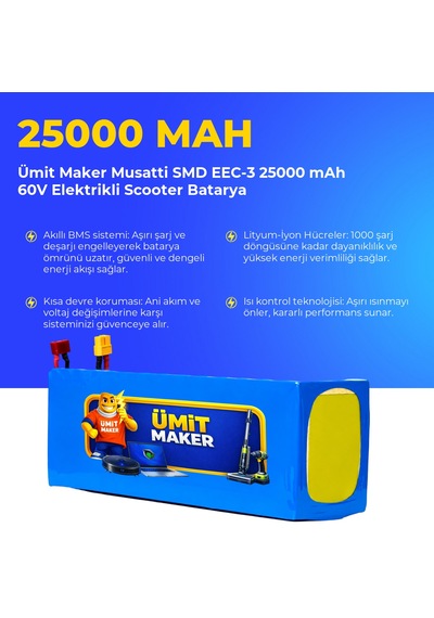 Musatti Smd Eec-3 25000 Mah 60v Elektrikli Scooter Batarya Mavi