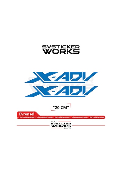 Honda X-adv 750 Sticker Uyumlu Yazı Yüksek Kalite Özel Kesim Folyo 2'li Set Mavi