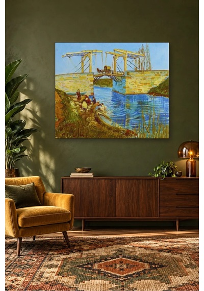 Fida Van Gogh Arles Langlois Köprüsü Ve Çamaşırcı Kadınlar Canvas Tablo Çok Renkli