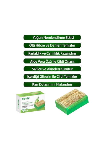 Agarta Doğal Kabak Lifli El Yapımı Aloe Vera Sabunu 125 G