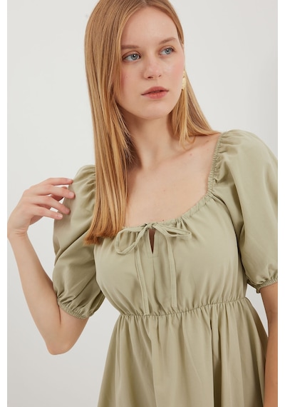 Bigdart 2351 Kloş Poplin Elbise - Çağla 001