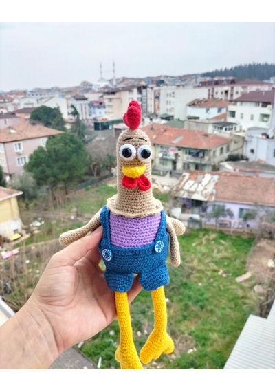 Amigurumi sevimli renkli horoz oyuncak dekoratif süs aksesuar