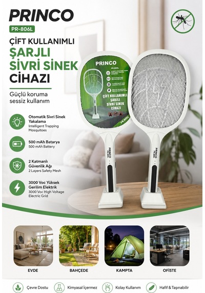 Çift Kullanımlı Şarjlı Sivri Sinek Öldürücü Cihazı