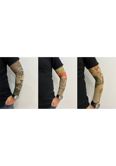 Giyilebilir Dövme 3 Çift 6 Adet Kol Çorap Dövmesi Sleeve Tattoo Set4