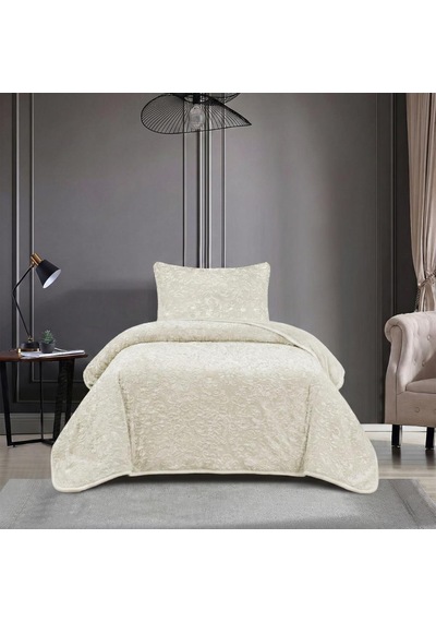 Soft Battaniye Tek Kişilik 180 X 240 Krem Yastık Kılıfı Hediyeli