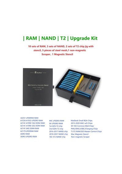 Sofix S-f302 Apple Uyumlu MacBook Ram Nand T2 Bga Çip Onarım Kalıbı Kit A2159 Seçenek