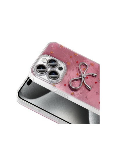 Apple Uyumlu iPhone 15 Pro Max Kılıf Kamera Korumalı Figürlü Zore Ponti Silikon Kapak Açık Pembe