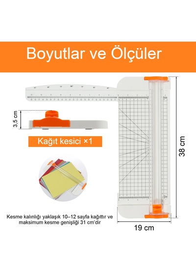 Giyotin Kağıt Kesici – A4 Kağıt Kesme Makinesi, Güvenlik Bıçaklı, Cetvelli, Çift Yönlü Kesim